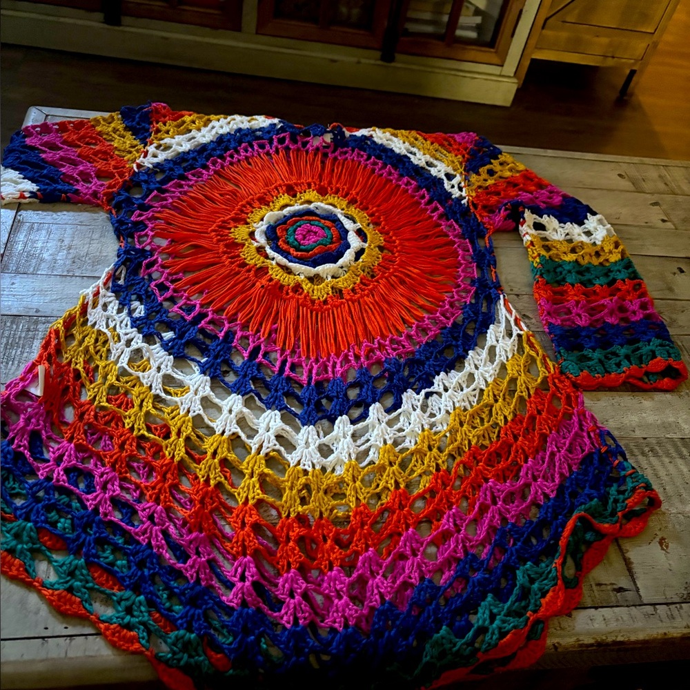 VENUS Multicolor Crochet Swim Coverup